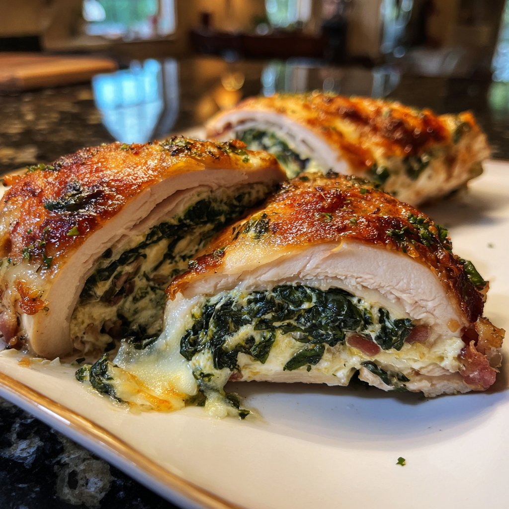 Gefüllte Hähnchenbrust mit Spinat