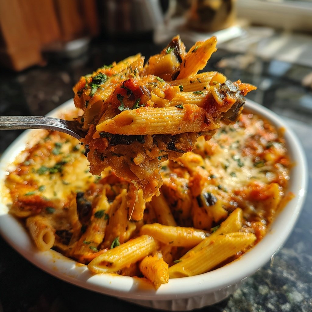 Penne mit Auberginen und Tomatensauce