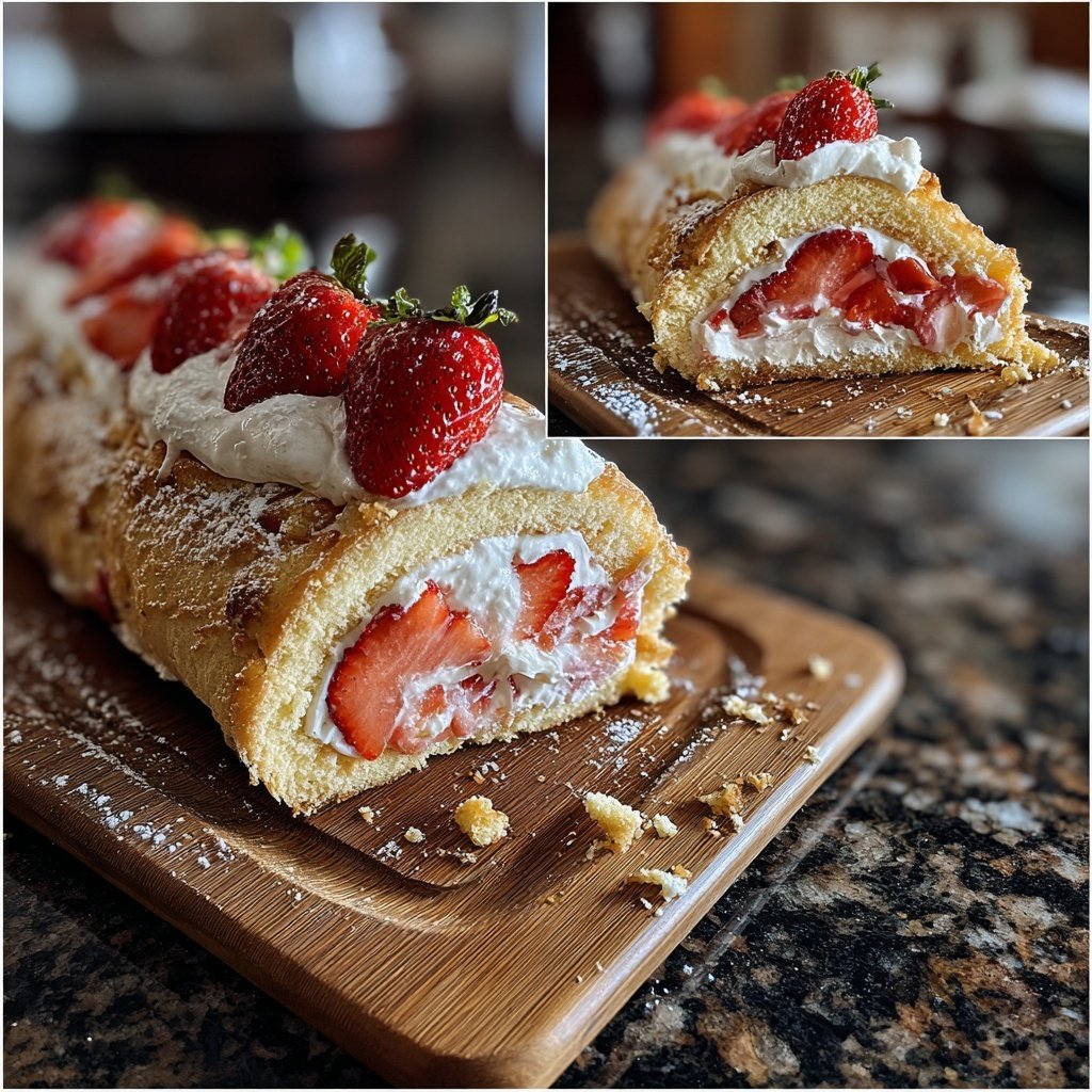 Erdbeer Biskuitrolle