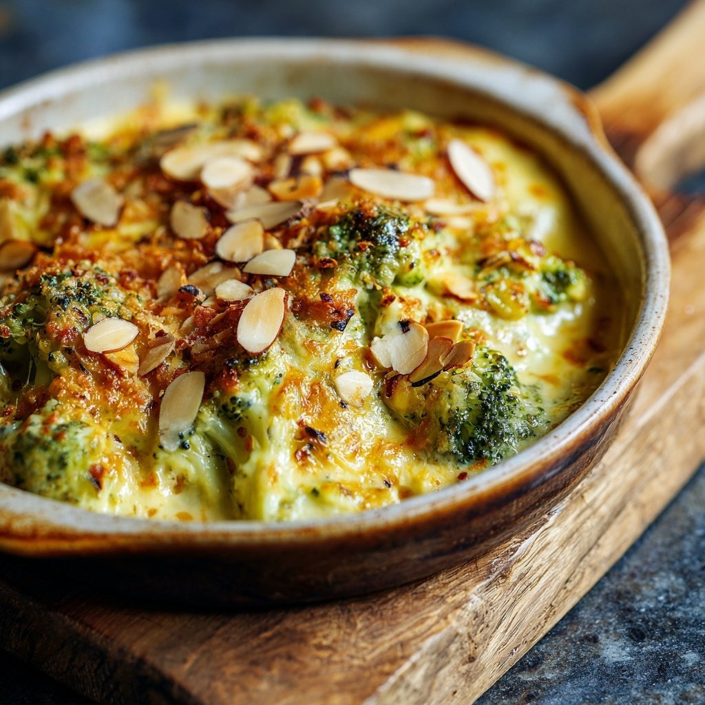 Brokkoli Frischkäse Auflauf Mit Mandeln