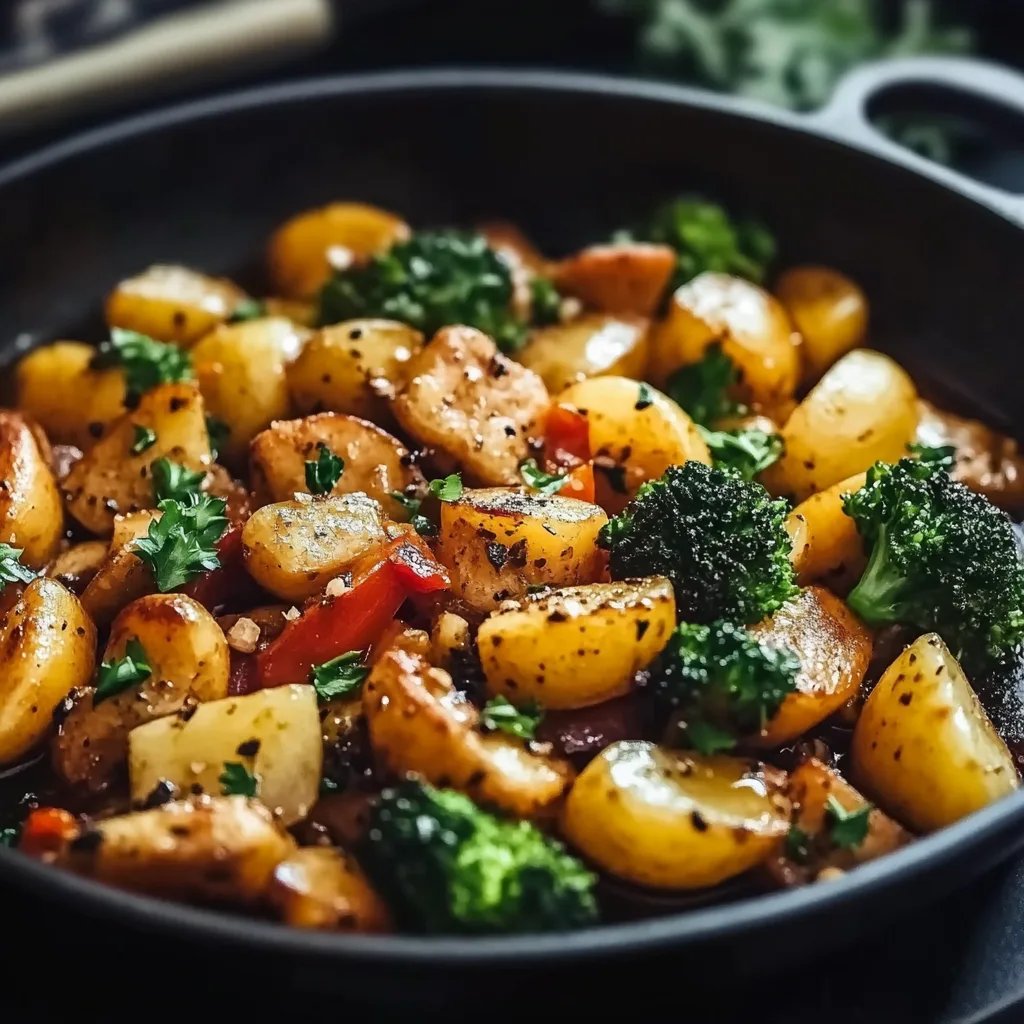 Brokkoli Kartoffel Pfanne mit Pilzen