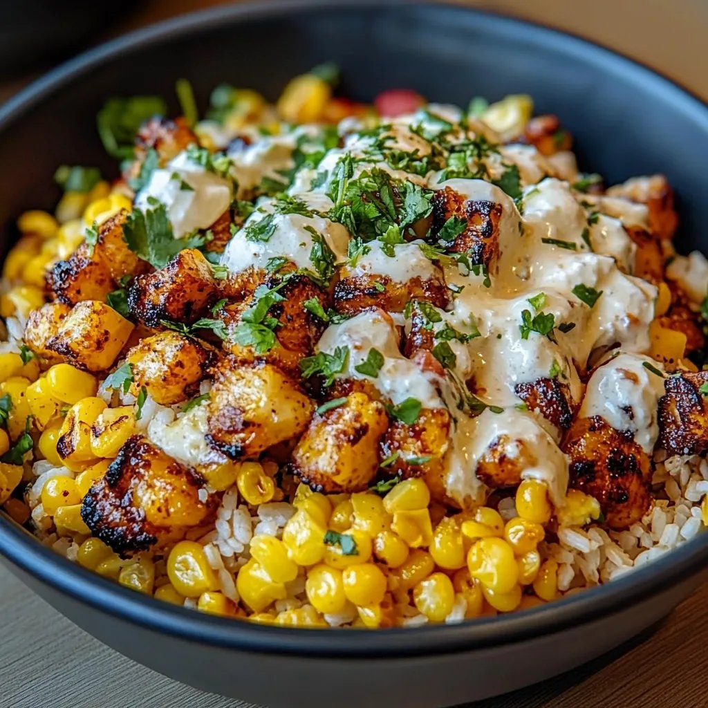 Street Corn Hähnchen Reis Bowl