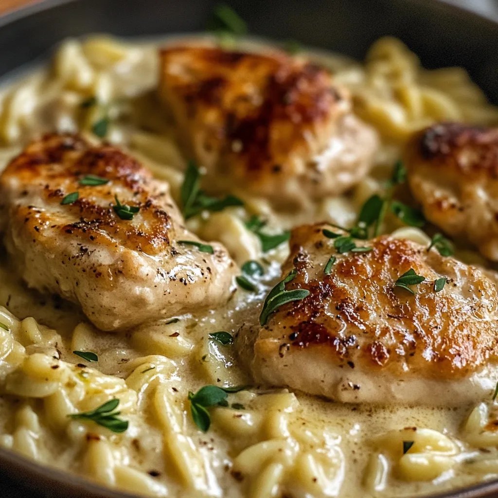 Cremiges Parmesan-Hähnchen mit Orzo