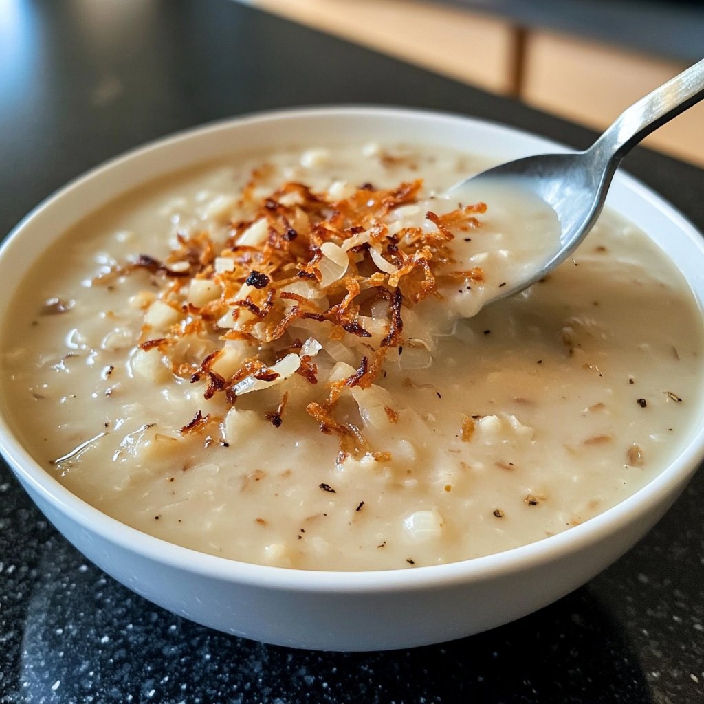 Blumenkohlsuppe mit Zwiebeln und Knoblauch