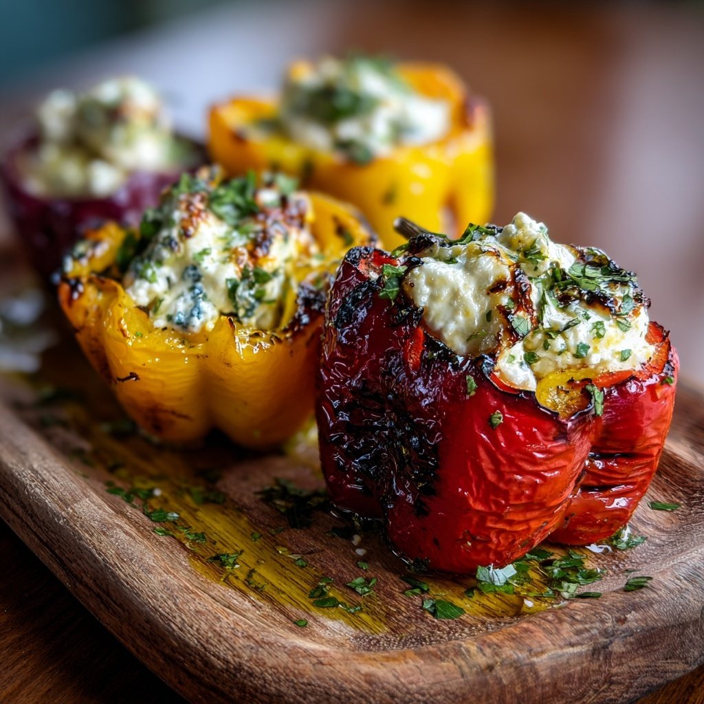 Gegrillte Paprika Mit Feta Füllung
