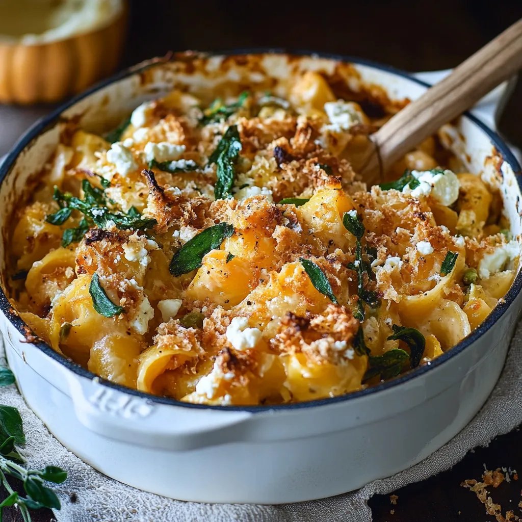 Kürbis-Nudeln mit Feta