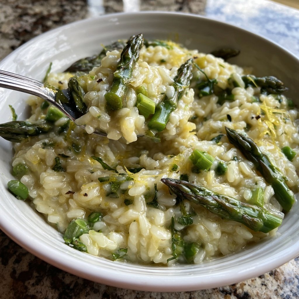 Grüner Spargel Risotto Cremig