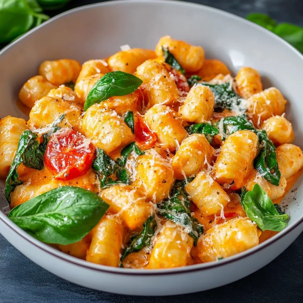 Schnelle Gnocchi-Pfanne mit Tomate & Spinat