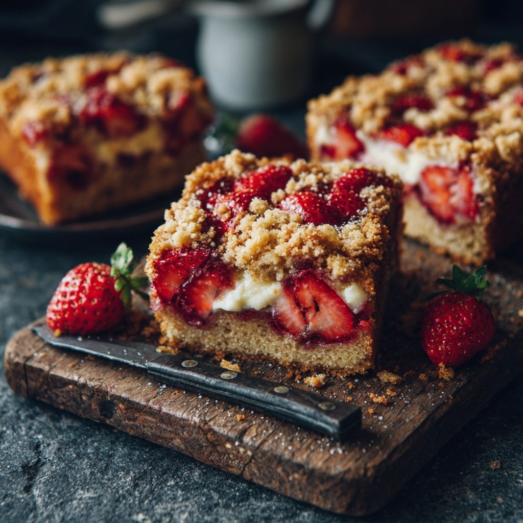 Erdbeer Vanille Blechkuchen Mit Streuseln