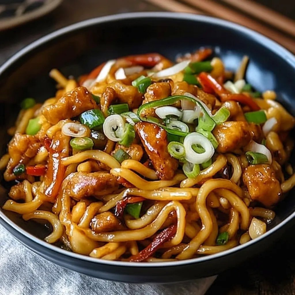 Chinesische Nudeln mit Hähnchen