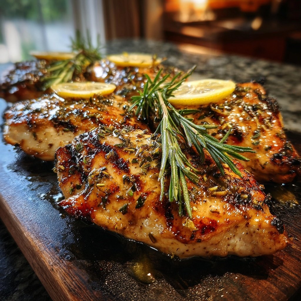 Gegrilltes Zitronen Hähnchen Mit Rosmarin